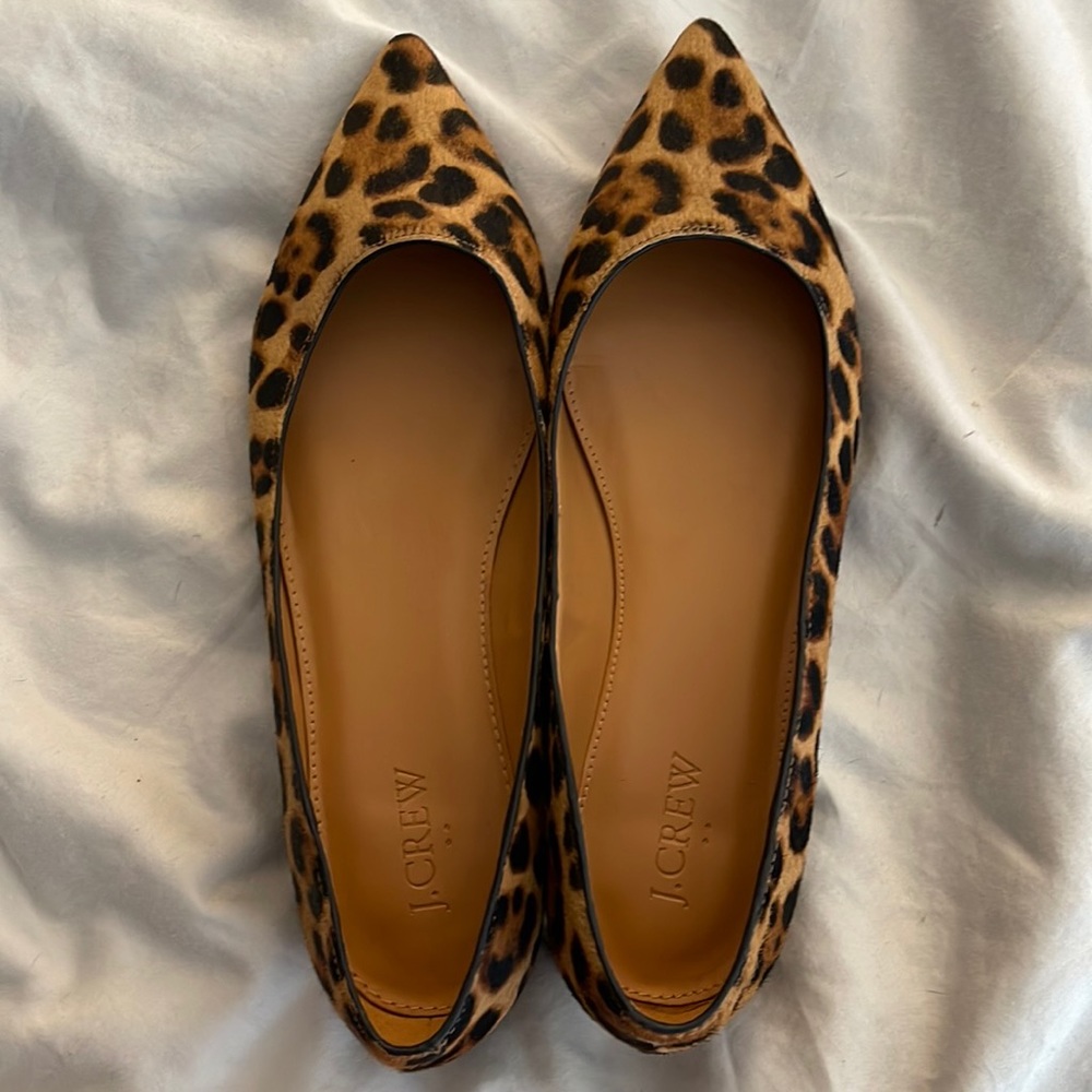 J. Crew Animal-Print Suede Flats